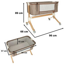 Ikonka Art.KX4623_1 Cot cot, infant cot wooden cradle on wheels playpen brown