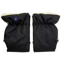 Ratiņu cimdi-mufta WOOL (divdaļīgie)  BLACK Womar M-017