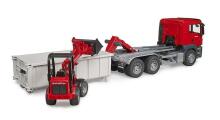 BRUDER 1:16 MAN TGS kravas automašīna ar nolaižamo konteineru un kompakto iekrāvēju 2630, 03767