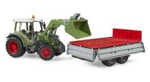 BRUDER 1:16 traktors Fendt Vario 211 ar frontālo iekrāvēju un piekabi, 02182