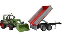 BRUDER 1:16 traktors Fendt Vario 211 ar frontālo iekrāvēju un piekabi, 02182