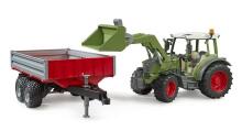 BRUDER 1:16 traktors Fendt Vario 211 ar frontālo iekrāvēju un piekabi, 02182