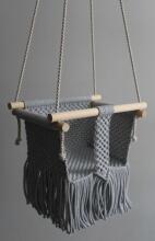HandicraftBee Art.153320 High-quality adjustable knitted swing for babies in gray (made in Latvia)