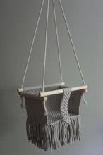 HandicraftBee Art.153321 High-quality adjustable knitted swing for babies in gray (made in Latvia)