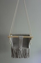 HandicraftBee Art.153321 High-quality adjustable knitted swing for babies in gray (made in Latvia)