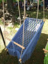 HandicraftBee Art.153321 High-quality adjustable knitted swing for babies in gray (made in Latvia)