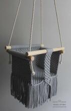 HandicraftBee Art.153321 High-quality adjustable knitted swing for babies in gray (made in Latvia)