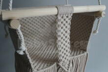 HandicraftBee Art.153321 High-quality adjustable knitted swing for babies in gray (made in Latvia)