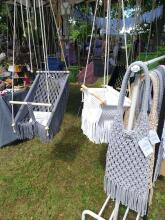 HandicraftBee Art.153322 High-quality adjustable knitted swing for babies in beige (made in Latvia)