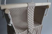HandicraftBee Art.153322 High-quality adjustable knitted swing for babies in beige (made in Latvia)