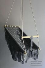 HandicraftBee Art.153324 High-quality adjustable knitted swing for babies in gray (made in Latvia)