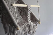 HandicraftBee Art.153325 High-quality adjustable knitted swing for babies in gray (made in Latvia)