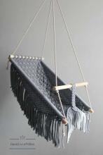 HandicraftBee Art.153325 High-quality adjustable knitted swing for babies in gray (made in Latvia)