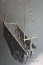 HandicraftBee Art.153325 High-quality adjustable knitted swing for babies in gray (made in Latvia)