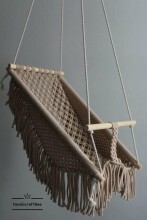 HandicraftBee Art.153326 High-quality adjustable knitted swing for babies in beige (made in Latvia)