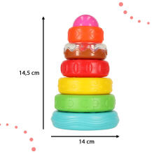 Ikonka Art.KX4616 Pyramid tower educational sensory puzzle colourful Montessori