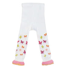 Weri Spezials Bērnu Leggingi Capri Butterfly White ART.WERI-0289 Augstas kvalitātes bērnu kokvilnas legingi meitenēm ar jaukiem gaisīgiem volāniem