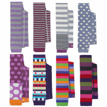 Weri Spezials Leggins for Children Purple-Grey Block Stripess ART.WERI-6630 High quality children's cotton leggings for girls with cute design