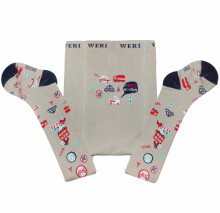 Weri Spezials Children's Tights Traffic Signs Beige ART.SW-1627 High quality children's cotton tights for boys