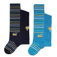 Weri Spezials Детские колготки Yellow Train Navy ART.SW-1247 Высококачественные детские хлопковые колготки для мальчиков