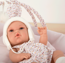 Arias Baby Doll Art.AR60283 Newborn doll with a bunny cot, 33 cm