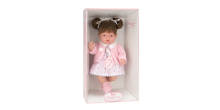 Arias Doll Art.AR60609 Dark haired doll with a pink dress, laughing, 28 cm
