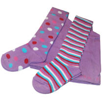 Weri Spezials Bērnu Zeķubikses Stripes and Big Dots Lilac ART.WERI-3777 Augstas kvalitātes bērnu kokvilnas divu zeķubikšu pāru komplekts meitenēm