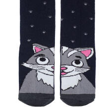 Weri Spezials Bērnu Zeķubikses Grey Cat Navy ART.SW-1407 Augstas kvalitātes bērnu kokvilnas Zeķubikses meitenēm