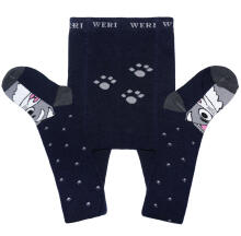 Weri Spezials Bērnu Zeķubikses Grey Cat Navy ART.SW-1407 Augstas kvalitātes bērnu kokvilnas Zeķubikses meitenēm