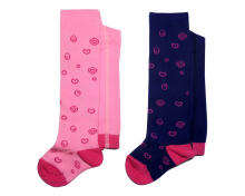 Weri Spezials Bērnu Zeķubikses Hearts and Swirls Ink Blue and Dark Pink ART.WERI-4829 Augstas kvalitātes bērnu kokvilnas Zeķubikses meitenēm