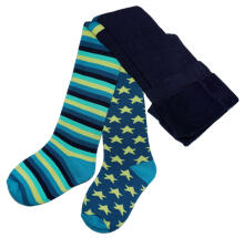 Weri Spezials Children's Tights Colorful Stars and Stripes Petrol ART.SW-1829 High quality children's warm plush cotton tights for boys