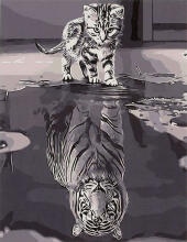 Ikonka Art.KX4497_2 Painting by numbers 40x50cm Cat and tiger