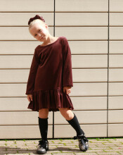 Kroeno Velvet Charm Art.MIK047K Brown Velvet dress for girls