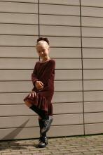 Kroeno Velvet Charm Art.MIK047K110 Brown Бархатное платье для девочек