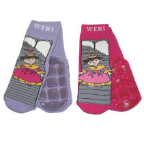Weri Spezials Bērnu pretslīdes zeķes Cinderella Lilac ART.WERI-1195 Augstas kvalitātes bērnu zeķes no kokvilnas ar pretslīdes pārklājumu