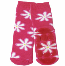 Weri Spezials Children's Non-Slip Socks Daisy Pink ART.SW-1005 High quality children's socks made of cotton with non-slip coating