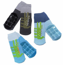 Weri Spezials Детские нескользящие носки Crocodile Light Blue ART.SW-1814 Высококачественных детских носков из хлопка с нескользящим покрытием
