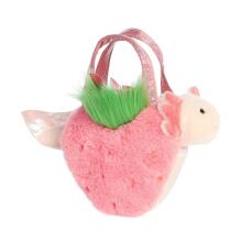 AURORA Fancy Pals Plush Axolotl in a strawberry bag, 20 cm