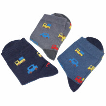 Weri Spezials Детские носки Small Cars Jeans ART.WERI-2838 Комплект из трех пар высококачественных детских носков из хлопка