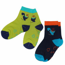 Weri Spezials Children's Socks Dinosaurs Navy and Kiwi ART.SW-1548 Pack of two high quality children's cotton socks