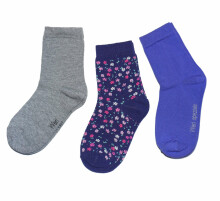 Weri Spezials Children's Socks Flowers Ink Blue ART.WERI-1167 Pack of three high quality children's cotton socks