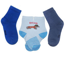 Weri Spezials Bērnu zeķes Dachshund Light Blue ART.WERI-1296 Trīs pāri augstas kvalitātes kokvilnas bērnu zeķes