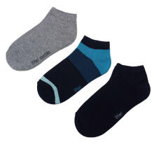 Weri Spezials Īsas Bērnu zeķes Modern Stripes Navy ART.WERI-5023 Trīs pāri īsas augstas kvalitātes kokvilnas bērnu zeķes