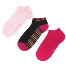 Weri Spezials Children's Sneaker Socks Colorful Stripes Black and Pink ART.WERI-3750 of three high quality children's cotton sneaker socks
