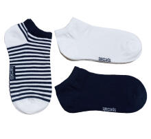 Weri Spezials Īsas Bērnu zeķes White Stripes Navy ART.WERI-4068 Trīs pāri īsas augstas kvalitātes kokvilnas bērnu zeķes