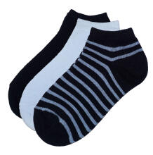 Weri Spezials Īsas Bērnu zeķes Blue Stripes Navy ART.WERI-2867 Trīs pāri īsas augstas kvalitātes kokvilnas bērnu zeķes
