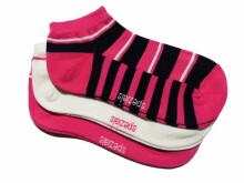 Weri Spezials Children's Sneaker Socks Abstract Stripes Pink and White ART.SW-1310 of three high quality children's cotton sneaker socks