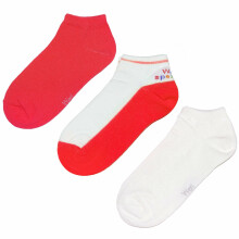 Weri Spezials Children's Sneaker Socks Duo Coral Red and White ART.WERI-2776 Pack of three high quality children's cotton sneaker socks