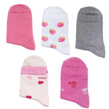 Weri Spezials Bērnu zeķes Strawberry Pink and White ART.WERI-4314 Pieci pāri augstas kvalitātes kokvilnas bērnu zeķes