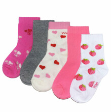 Weri Spezials Детские носки Strawberry Pink and White ART.WERI-4314 Комплект из пяти пар высококачественных детских носков из хлопка